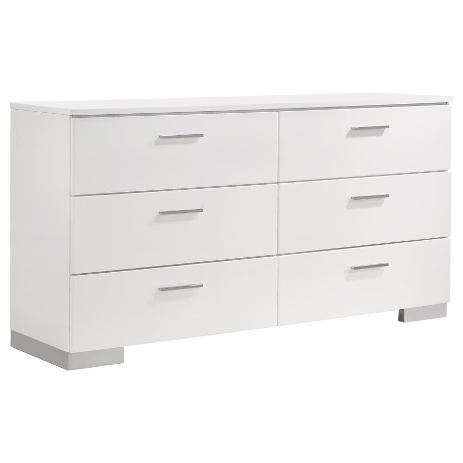 Felicity 5-Piece Queen Bedroom Set White High Gloss thumbnail 7