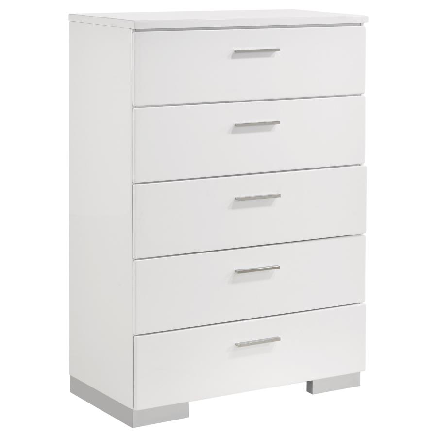 Felicity 5-Piece Queen Bedroom Set White High Gloss thumbnail 12