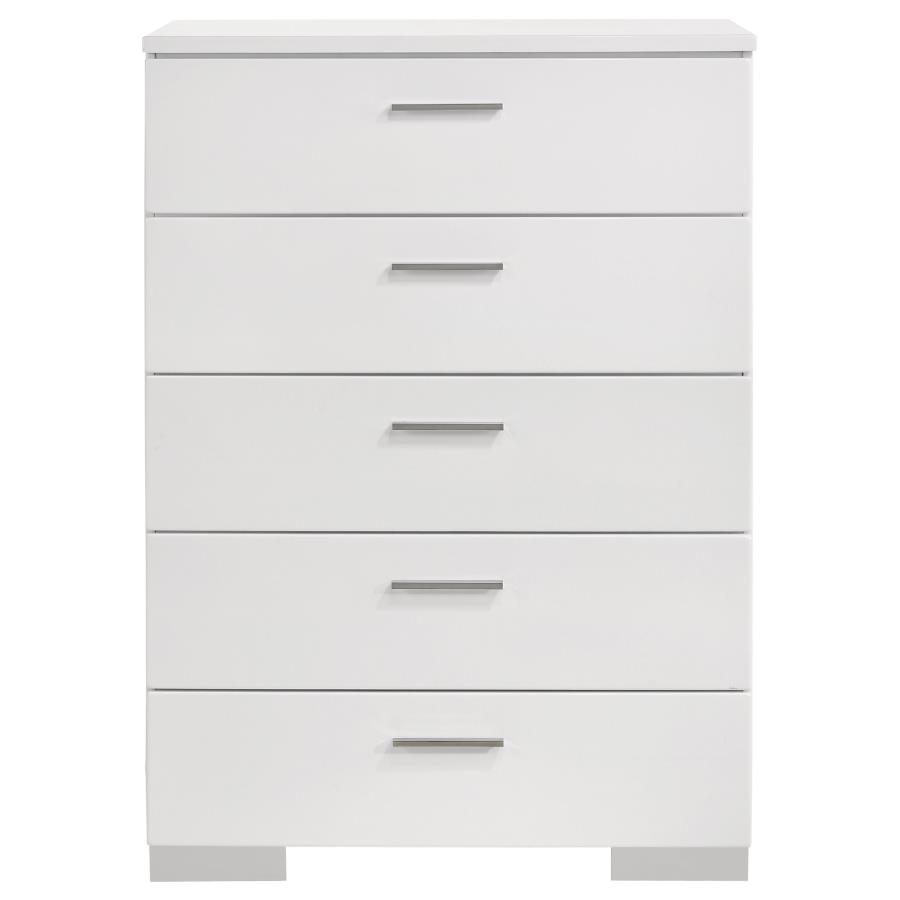 Felicity 5-Piece Queen Bedroom Set White High Gloss thumbnail 13