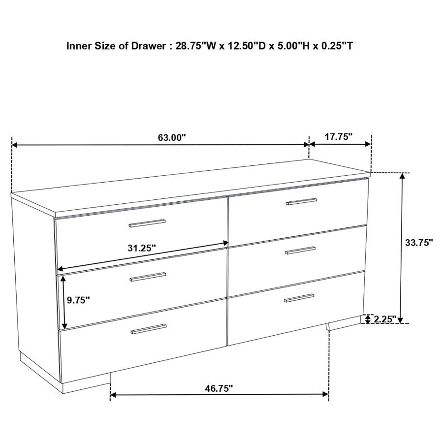 Felicity 5-Piece Queen Bedroom Set White High Gloss thumbnail 18