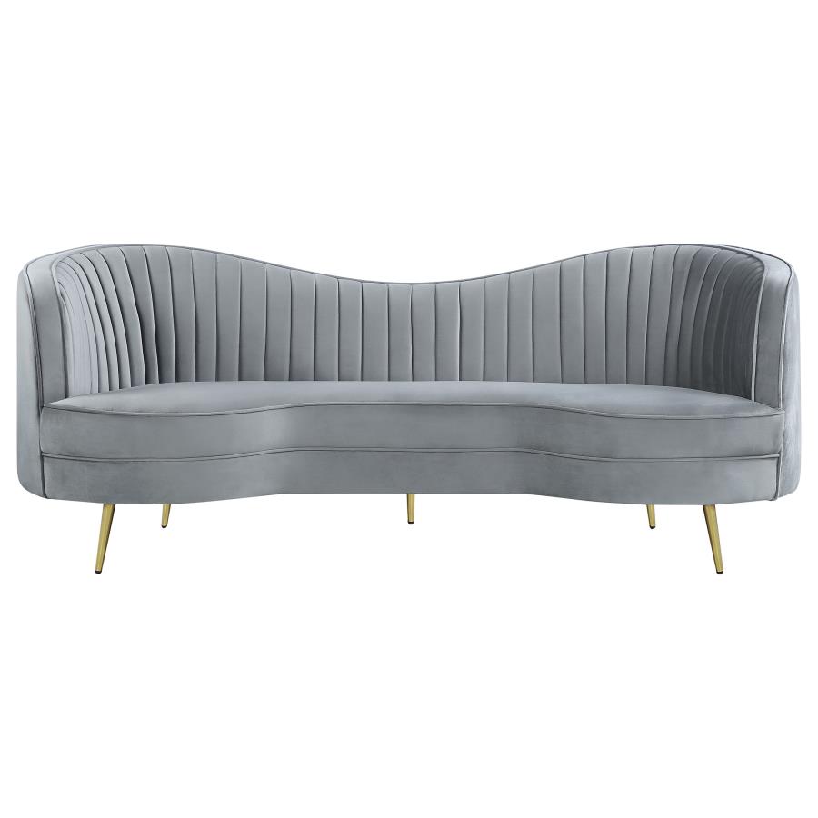 Sophia 3-Piece Upholstered Channel Tufted Sofa Set Grey thumbnail 4