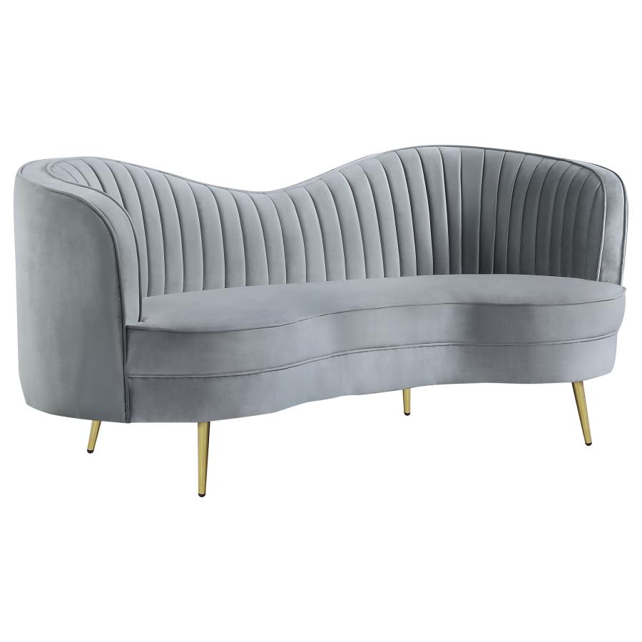 Sophia 3-Piece Upholstered Channel Tufted Sofa Set Grey thumbnail 6