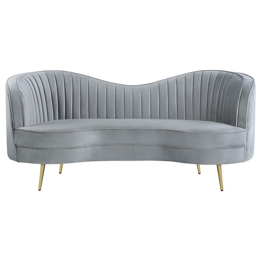 Sophia 3-Piece Upholstered Channel Tufted Sofa Set Grey thumbnail 7