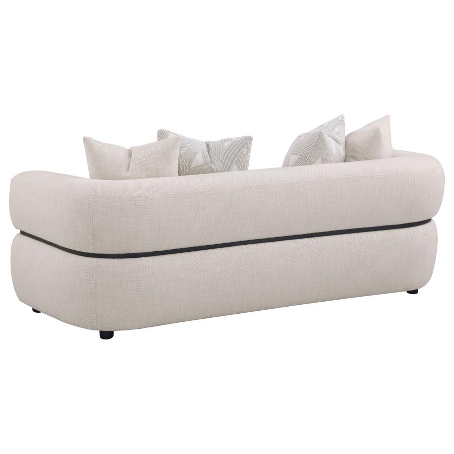 Jeanette 3-Piece Fabric Upholstered Round Arm Sofa Set Beige thumbnail 4