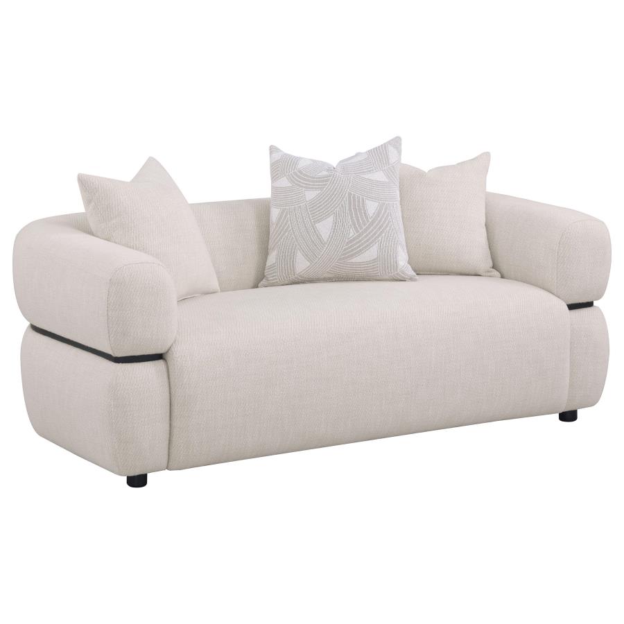 Jeanette 3-Piece Fabric Upholstered Round Arm Sofa Set Beige thumbnail 5