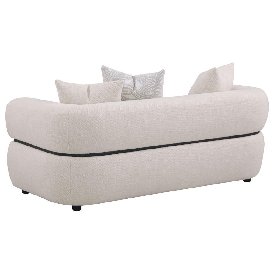 Jeanette 3-Piece Fabric Upholstered Round Arm Sofa Set Beige thumbnail 6