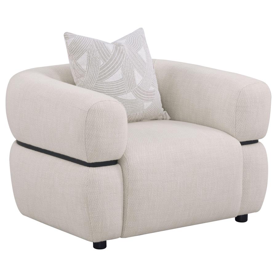 Jeanette 3-Piece Fabric Upholstered Round Arm Sofa Set Beige thumbnail 7