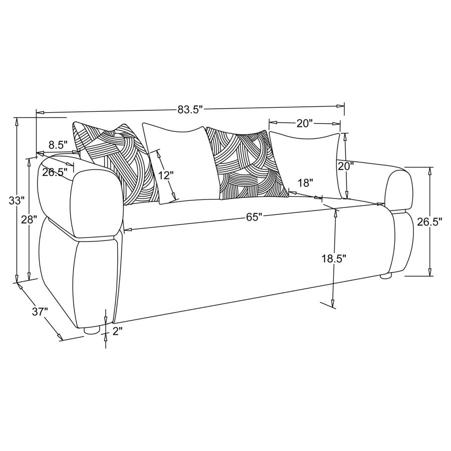 Jeanette 3-Piece Fabric Upholstered Round Arm Sofa Set Beige thumbnail 11
