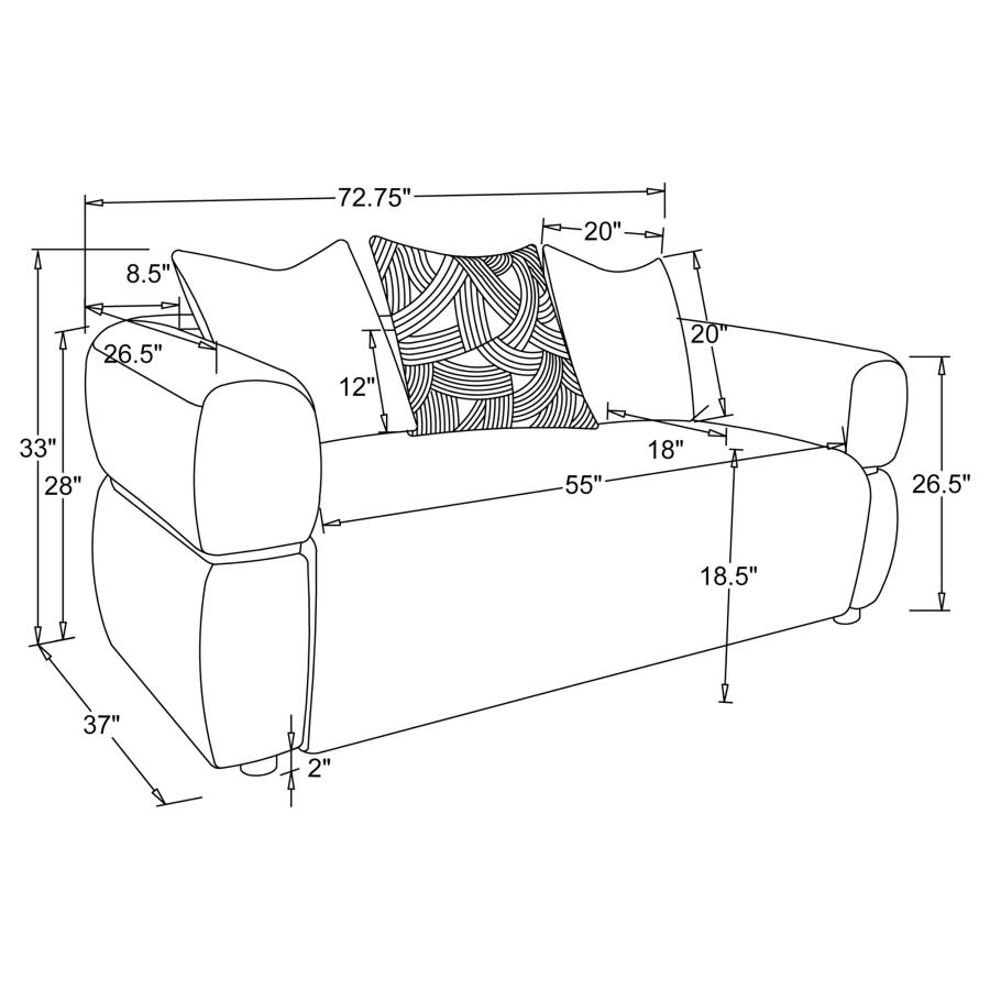 Jeanette 3-Piece Fabric Upholstered Round Arm Sofa Set Beige thumbnail 12