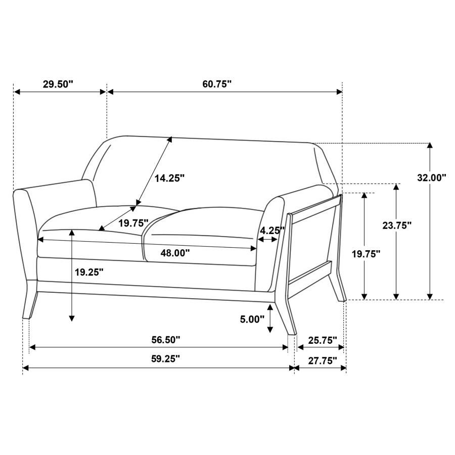 Vaughn 3-Piece Fabric Upholstered Flared Arm Sofa Set Grey thumbnail 17