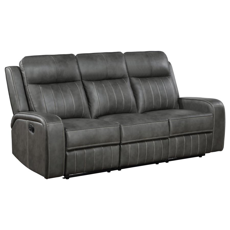 Raelynn 2-Piece Upholstered Reclining Sofa Set Grey thumbnail 4