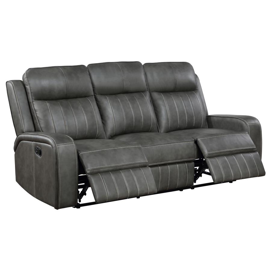 Raelynn 2-Piece Upholstered Reclining Sofa Set Grey thumbnail 5
