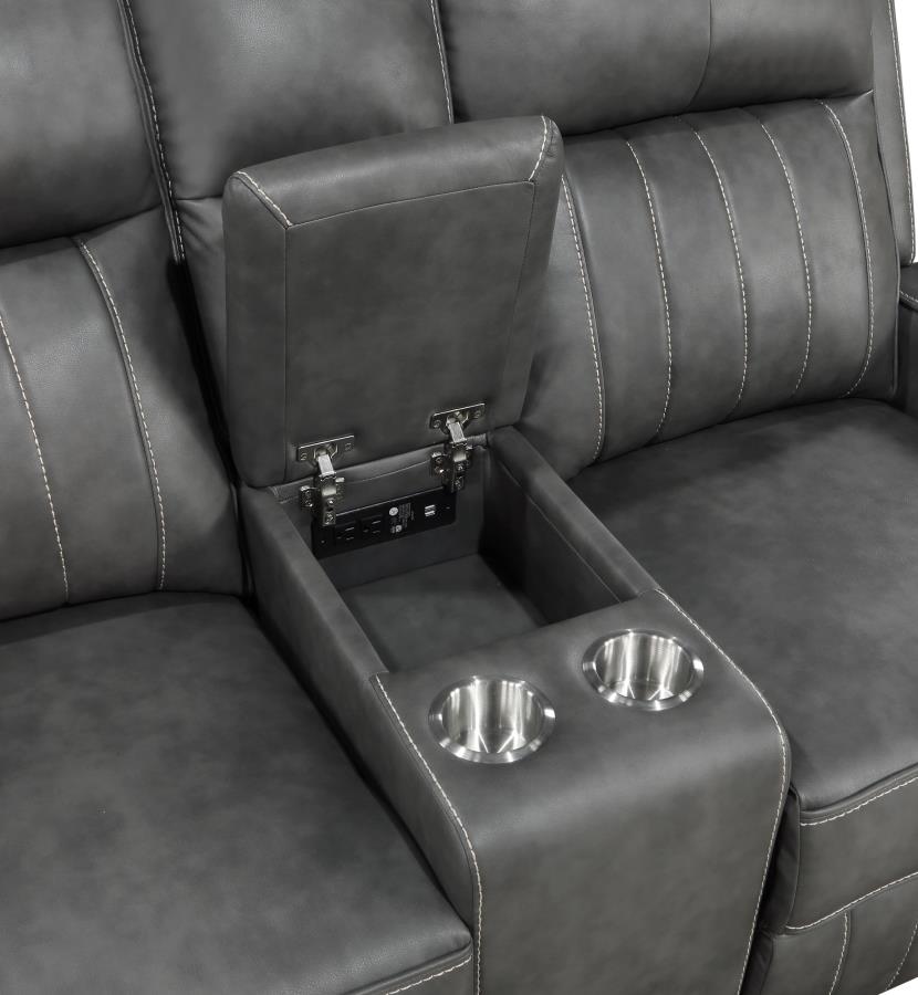 Raelynn 2-Piece Upholstered Reclining Sofa Set Grey thumbnail 13