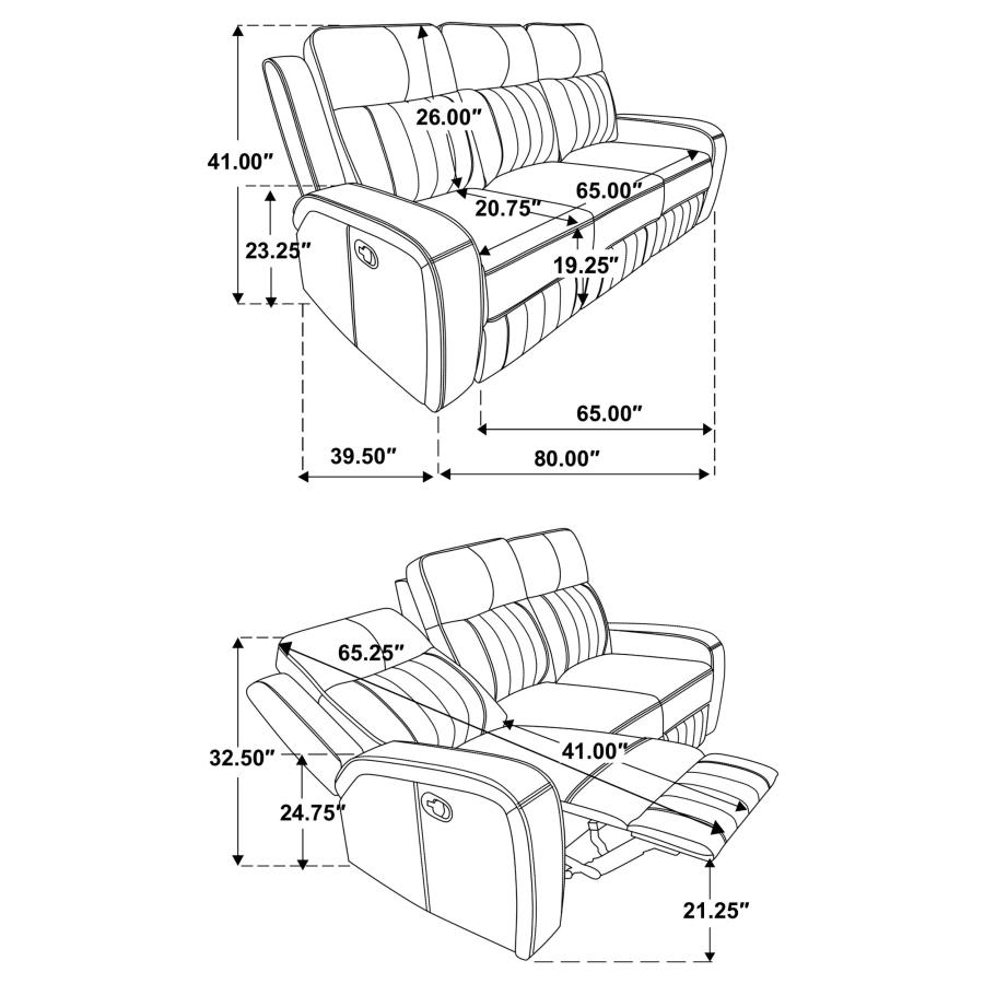 Raelynn 2-Piece Upholstered Reclining Sofa Set Grey thumbnail 16