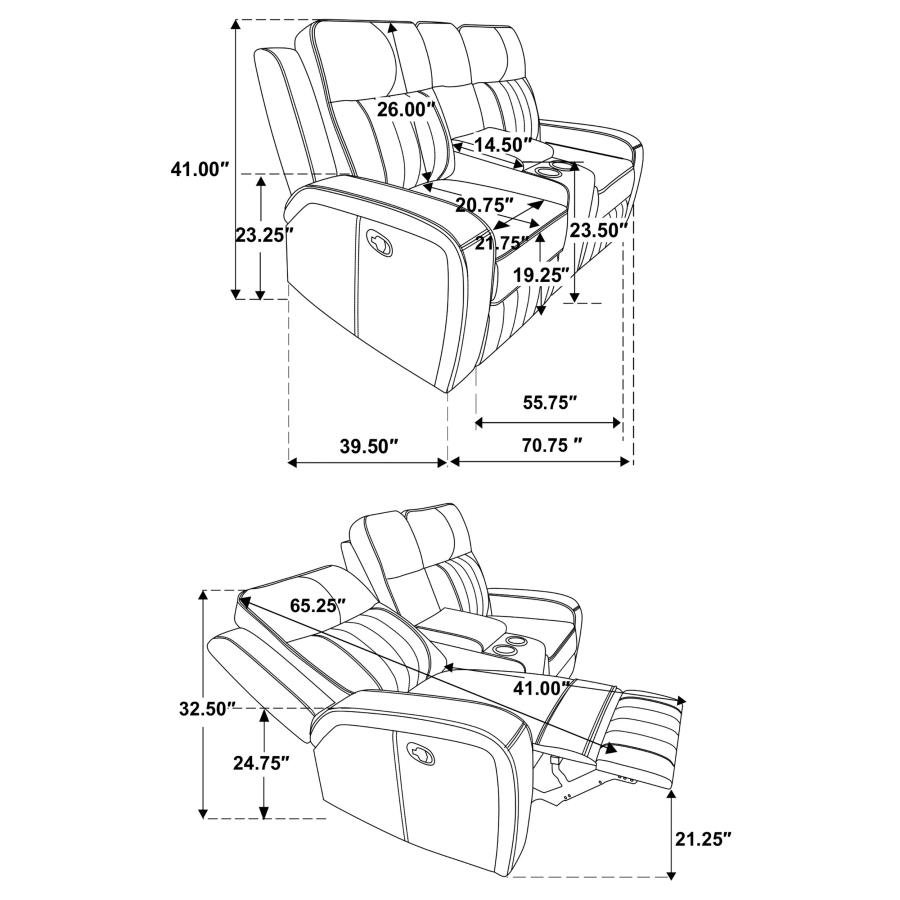 Raelynn 2-Piece Upholstered Reclining Sofa Set Grey thumbnail 17
