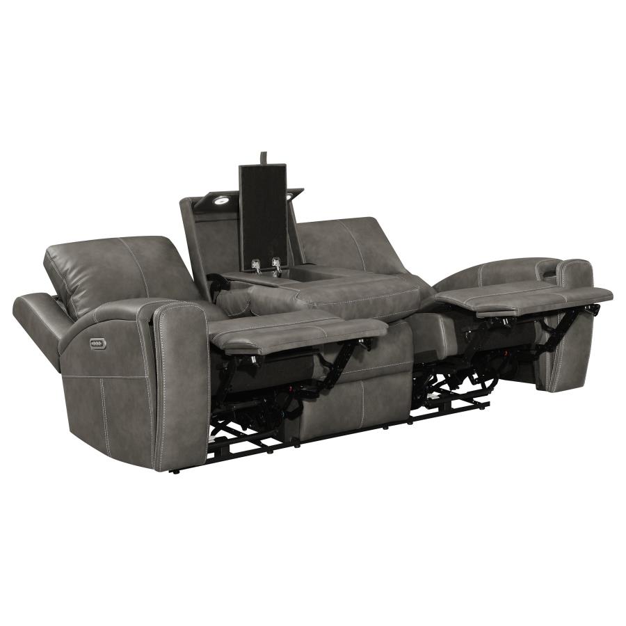 Brickston 3-Piece Triple Power Reclining Sofa Set Charcoal thumbnail 4