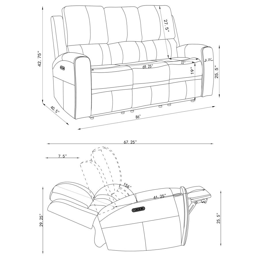 Brickston 3-Piece Triple Power Reclining Sofa Set Charcoal thumbnail 15