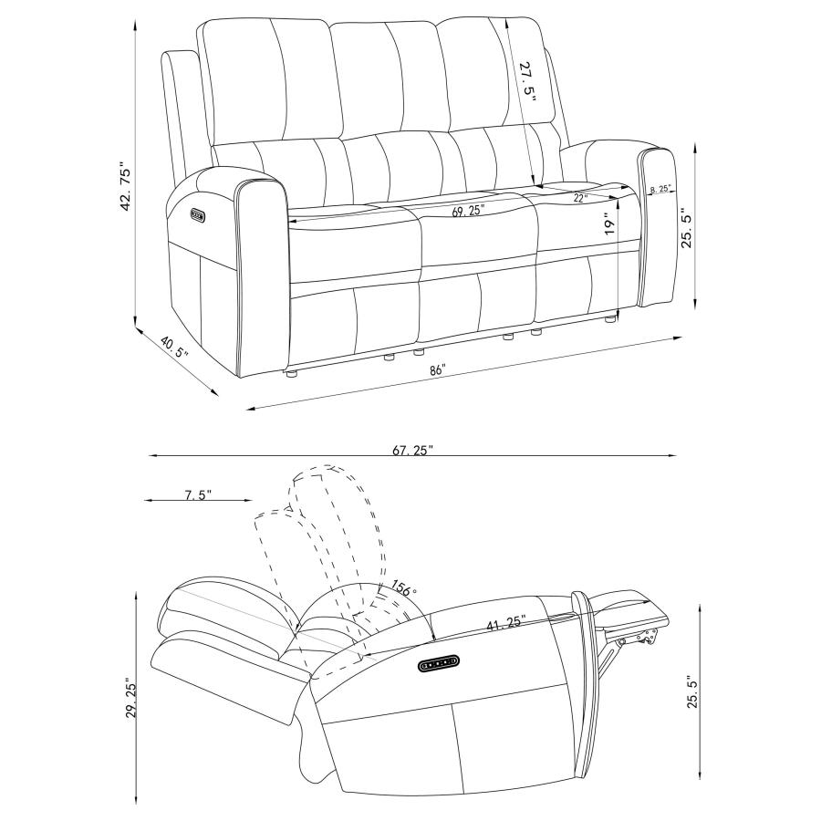 Brickston 3-Piece Triple Power Reclining Sofa Set Grey thumbnail 15