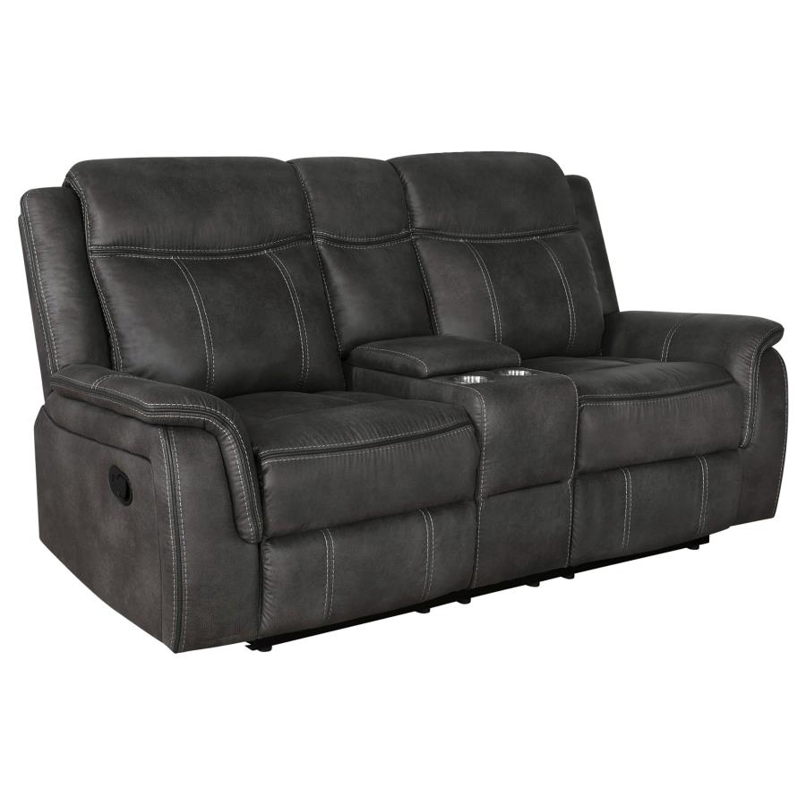 Lawrence 3-Piece Upholstered Reclining Sofa Set Charcoal thumbnail 4