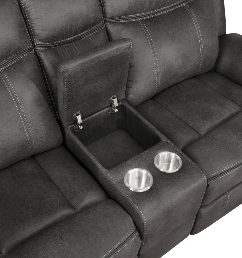Lawrence 3-Piece Upholstered Reclining Sofa Set Charcoal thumbnail 7