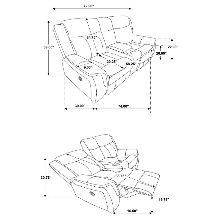 Lawrence 3-Piece Upholstered Reclining Sofa Set Charcoal thumbnail 11