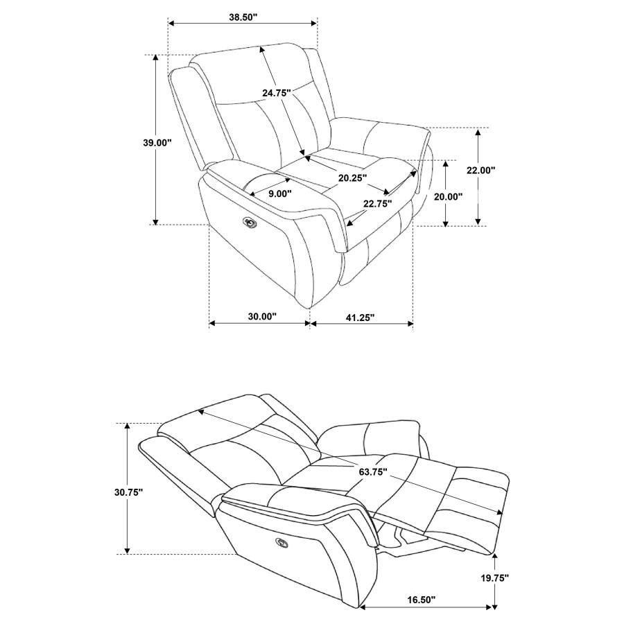 Lawrence 3-Piece Upholstered Reclining Sofa Set Charcoal thumbnail 12