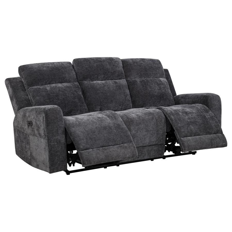 Kennett 3-Piece Chenille Power Reclining Sofa Set Dark Grey thumbnail 4