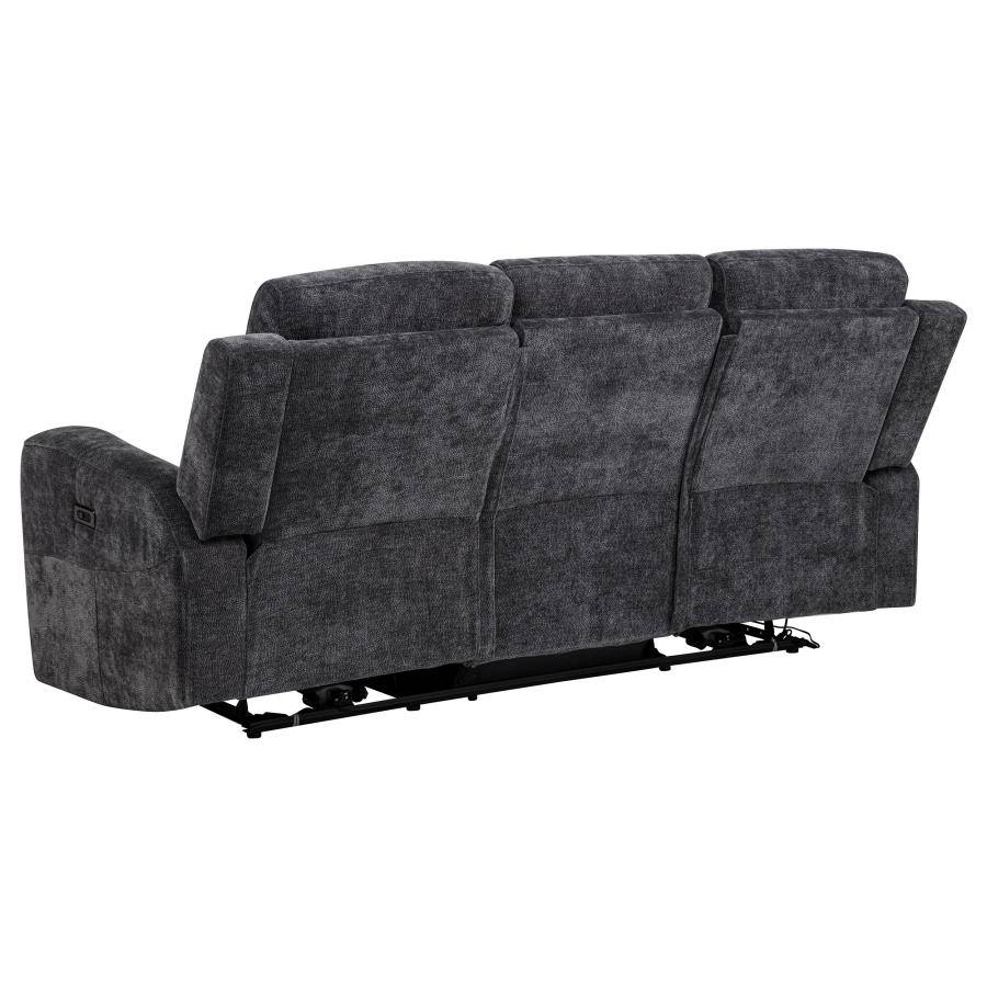 Kennett 3-Piece Chenille Power Reclining Sofa Set Dark Grey thumbnail 5