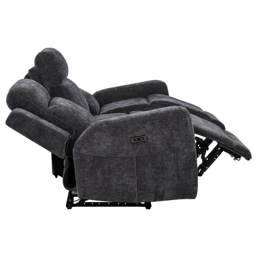 Kennett 3-Piece Chenille Power Reclining Sofa Set Dark Grey thumbnail 6