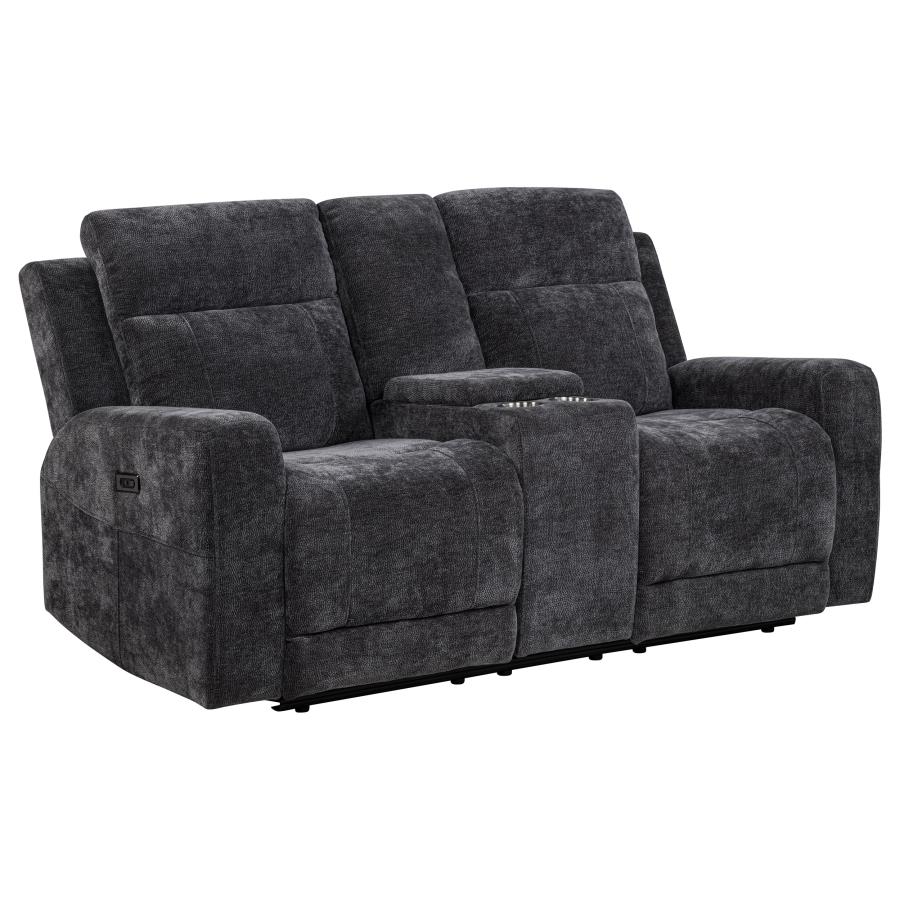 Kennett 3-Piece Chenille Power Reclining Sofa Set Dark Grey thumbnail 7