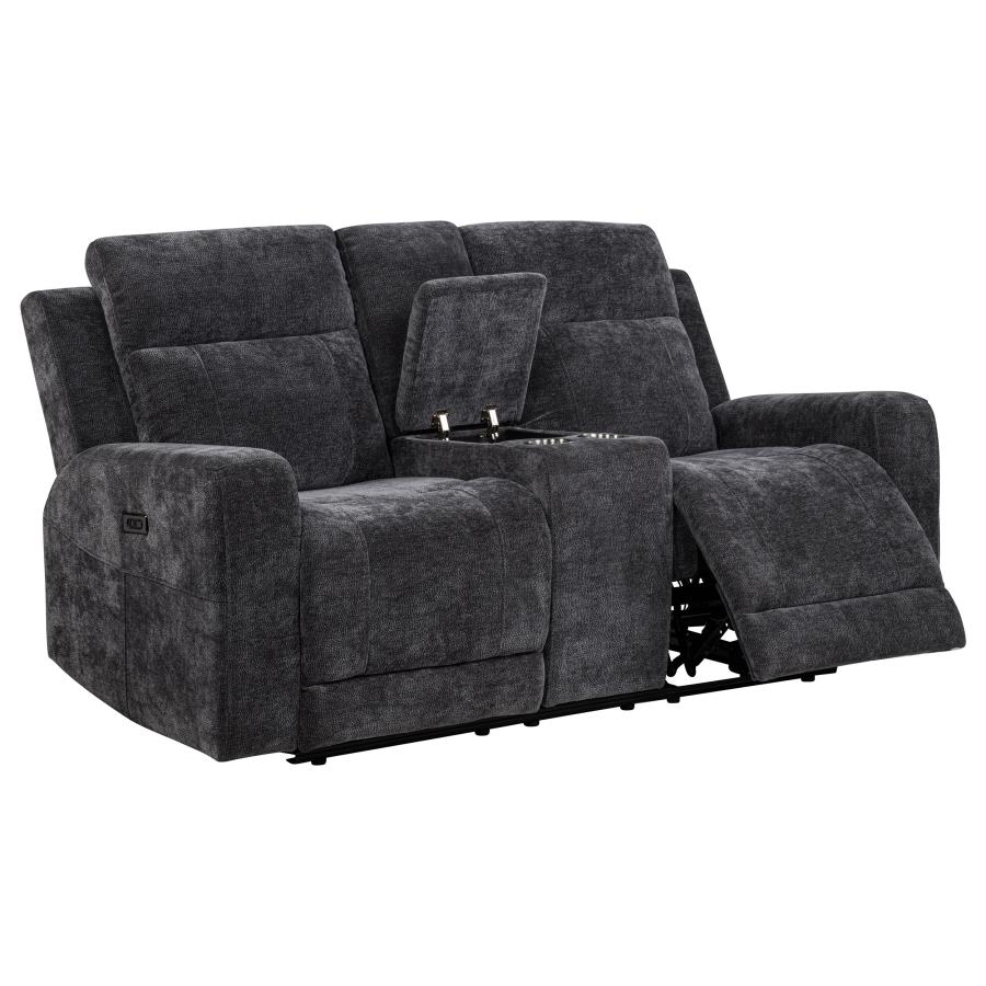 Kennett 3-Piece Chenille Power Reclining Sofa Set Dark Grey thumbnail 8