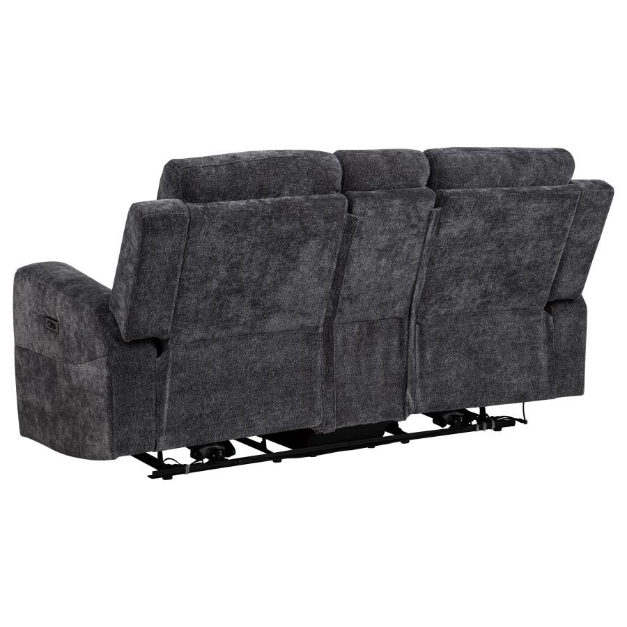 Kennett 3-Piece Chenille Power Reclining Sofa Set Dark Grey thumbnail 9
