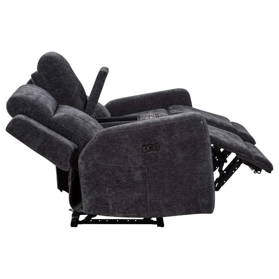 Kennett 3-Piece Chenille Power Reclining Sofa Set Dark Grey thumbnail 10
