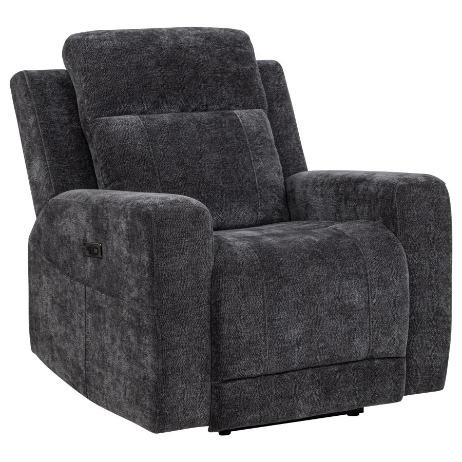 Kennett 3-Piece Chenille Power Reclining Sofa Set Dark Grey thumbnail 11