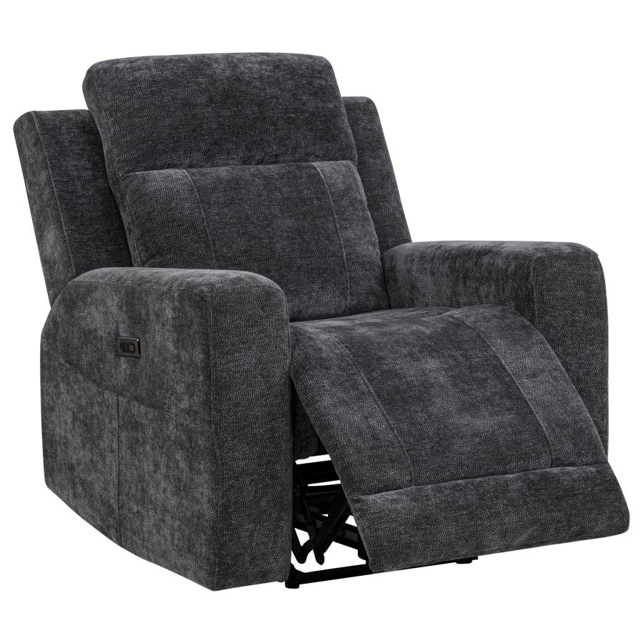 Kennett 3-Piece Chenille Power Reclining Sofa Set Dark Grey thumbnail 12