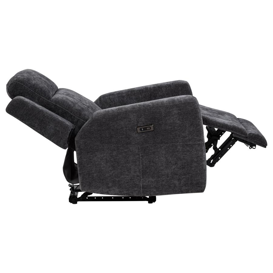 Kennett 3-Piece Chenille Power Reclining Sofa Set Dark Grey thumbnail 14