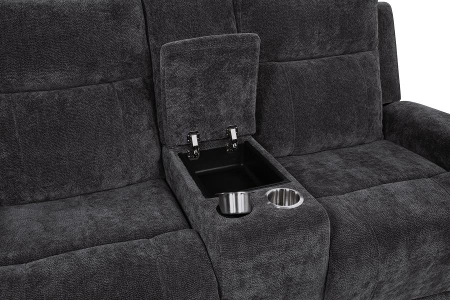 Kennett 3-Piece Chenille Power Reclining Sofa Set Dark Grey thumbnail 15
