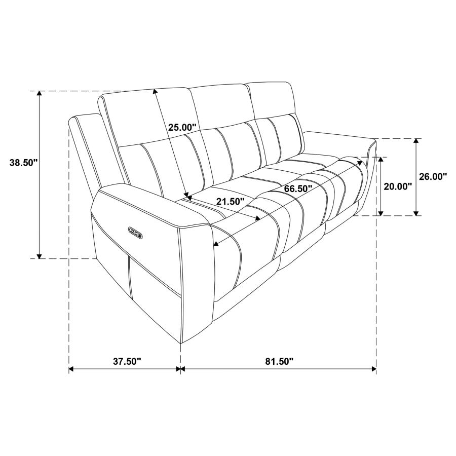 Kennett 3-Piece Chenille Power Reclining Sofa Set Dark Grey thumbnail 18