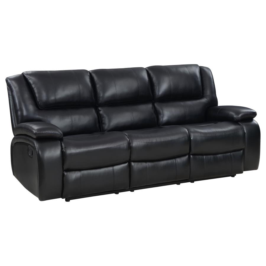 Camila 3-Piece Upholstered Reclining Sofa Set Black thumbnail 4