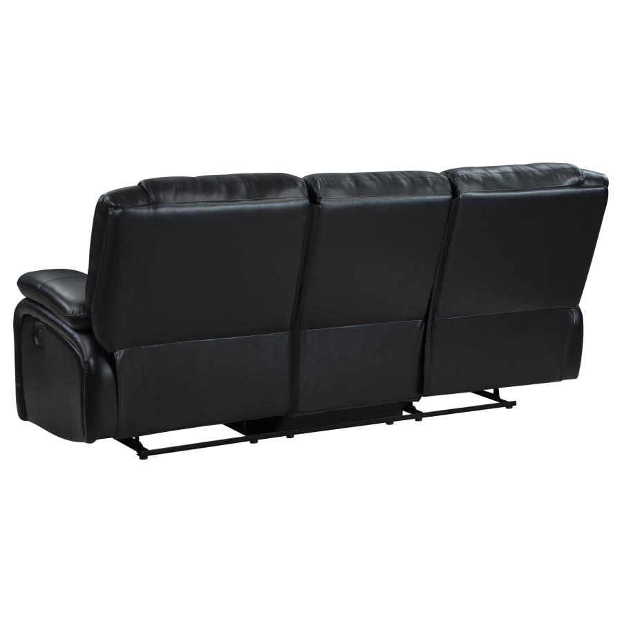 Camila 3-Piece Upholstered Reclining Sofa Set Black thumbnail 6
