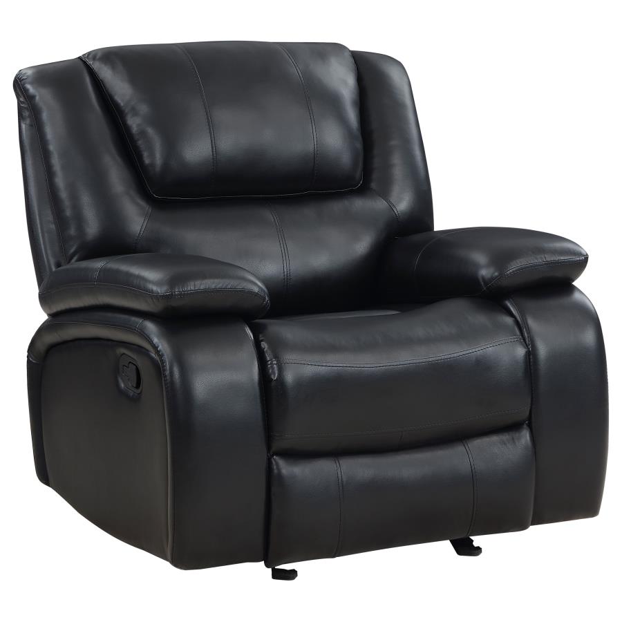 Camila 3-Piece Upholstered Reclining Sofa Set Black thumbnail 12
