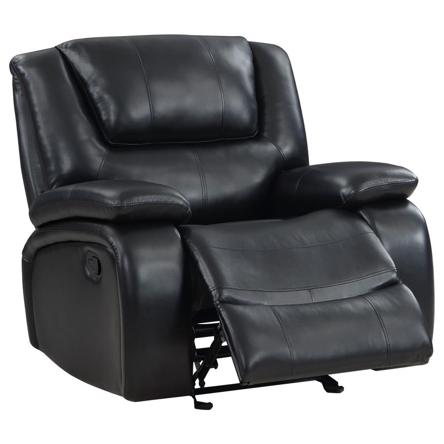 Camila 3-Piece Upholstered Reclining Sofa Set Black thumbnail 13