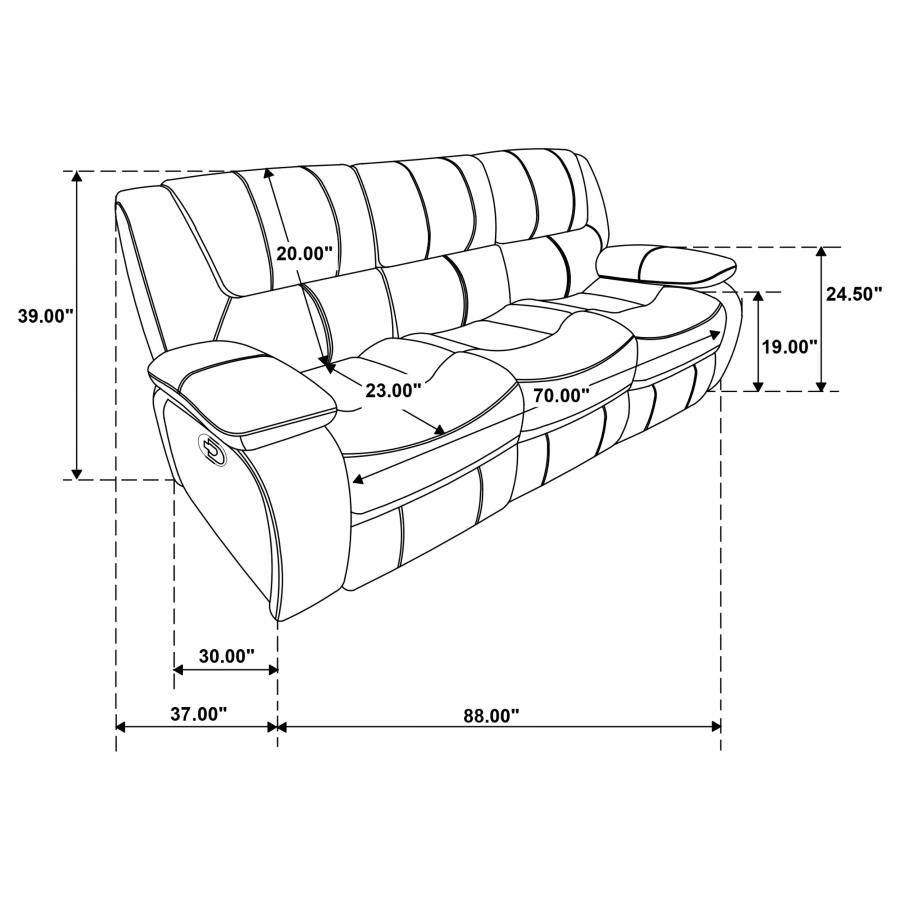 Camila 3-Piece Upholstered Reclining Sofa Set Black thumbnail 18