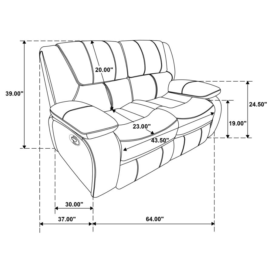 Camila 3-Piece Upholstered Reclining Sofa Set Black thumbnail 19